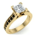 thumbnail image 1 of Princess Cut Black Diamond Rings Gift Ring Box Authenticity Cards 1.10 CT TW 14K Gold (H,SI1), 1 of 5