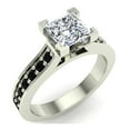 thumbnail image 1 of Princess Cut Black Diamond Rings Gift Ring Box Authenticity Cards 1.10 CT TW 14K White Gold (F,VS1), 1 of 5