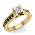 thumbnail image 1 of Princess Cut Black Diamond Rings Gift Ring Box Authenticity Cards 3/4 CT TW 14K Gold ( G, I1), 1 of 5