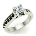 thumbnail image 1 of Princess Cut Black Diamond Rings Gift Ring Box Authenticity Cards 3/4 CT TW 14K White Gold ( G, I1), 1 of 5