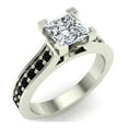 thumbnail image 1 of Princess Cut Black Diamond Rings Gift ring Box Authenticity Cards 1.00 CT TW 14K White Gold (H,SI1), 1 of 5