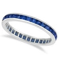 thumbnail image 1 of Princess-Cut Blue Sapphire Eternity Ring Band 14k White Gold (1.36ct), 1 of 4