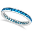 thumbnail image 1 of Princess-Cut Blue Topaz Eternity Ring Band 14k White Gold (1.36ct), 1 of 5