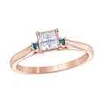 thumbnail image 1 of Princess Cut Blue & White Natural Diamond Promise Ring in 10k Rose Gold (0.25 Cttw), 1 of 1