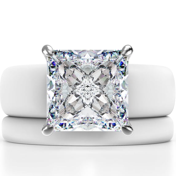 Princess Cut CZ Silicone Ring Set for Women, Stackable 2-Ring Set, 8×8 ...