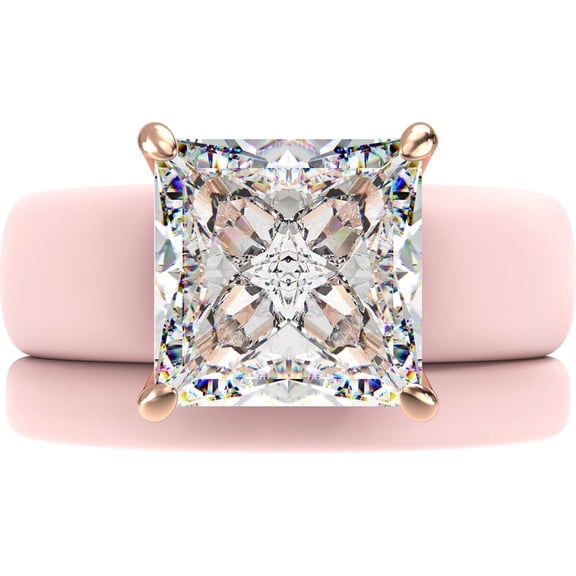 Princess Cut CZ Silicone Ring Set for Women, Stackable 2-Ring Set, 8×8 mm Princess Cut CZ | Patented Design - GlowStone Collection