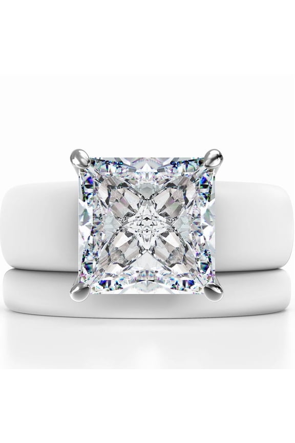 Princess Cut CZ Silicone Ring Set for Women, Stackable 2-Ring Set, 8×8 mm Princess Cut CZ | Patented Design - GlowStone Collection