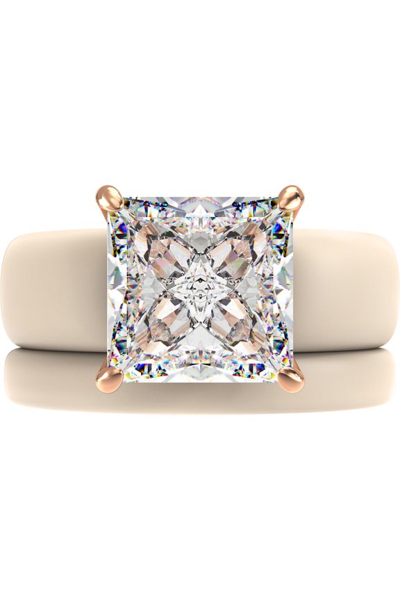 Princess Cut CZ Silicone Ring Set for Women, Stackable 2-Ring Set, 8×8 mm Princess Cut CZ | Patented Design - GlowStone Collection