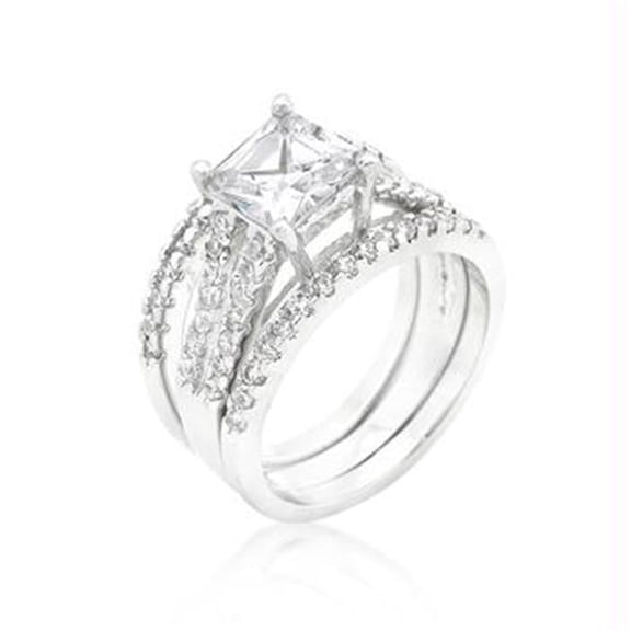 Princess Cut CZ Triple Bridal Set- <b>Size :</b> 08