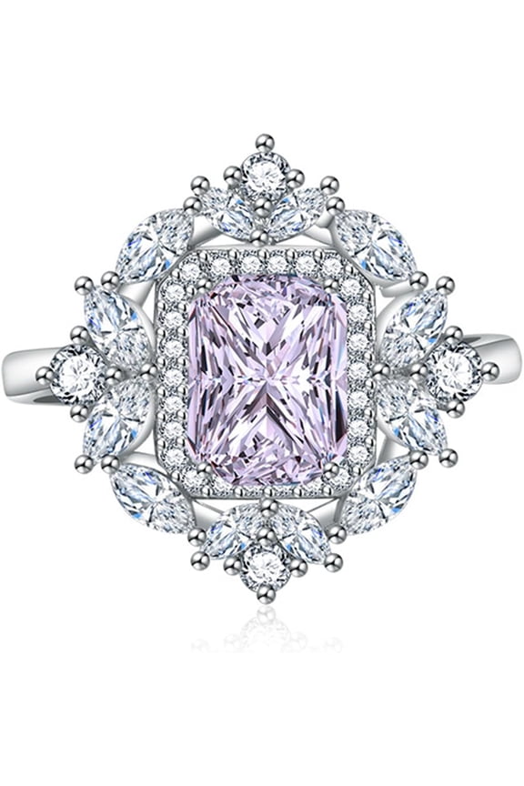 Princess Cut CZ Wedding Engagement Ring for Women Big Crystal Cluster Adjustable Finger Band Rings Comfort Fit Fashion Art Deco Birthday Wedding Christmas Jewelry