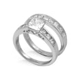 thumbnail image 1 of Princess Cut Center with Round Stones Cubic Zirconia Wedding Set Ring Sterling Silver 925, 1 of 2