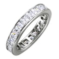 thumbnail image 1 of Princess Cut Channel Set Clear Cubic Zirconia Eternity Ring Rhodium Plated Sterling Silver Size 5, 1 of 4