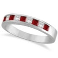 thumbnail image 1 of Princess-Cut Channel-Set Diamond and Ruby Ring Band 14k White Gold, 1 of 5