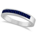 thumbnail image 1 of Princess-Cut Channel-Set Natural Blue Sapphire Ring Wedding Band 925 Sterling Silver Gemstone Jewelry For Women Gift, 1 of 5