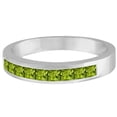 thumbnail image 1 of Princess-Cut Channel-Set Natural Green Peridot Ring Band 925 Sterling Silver Gemstone Jewelry For Women Gift, 1 of 5