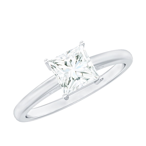 Rosec Jewels Princess Cut Cubic Zirconia Solitaire Promise Ring for Women, Certified CZ Ring, 925 Sterling Silver, US 4.00