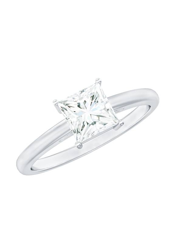 Princess Cut Cubic Zirconia Solitaire Promise Ring for Women, Certified CZ Ring, 925 Sterling Silver, US 5.50