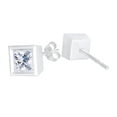 thumbnail image 1 of AFFY Princess Cut Cubic Zirconia Solitaire Stud Earrings 14k White Gold Over Sterling Silver, 1 of 1