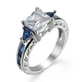thumbnail image 1 of Princess Cut Cz Silver/Black Band Women's Black Gold Filled Wedding Ring Sz 5-11, 1 of 9