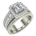 thumbnail image 1 of Princess Cut Diamond Cushion Halo Wedding Ring Set 1.60 Carat Total Weight 18K White Gold ( G , SI ), 1 of 5