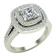 thumbnail image 1 of Princess Cut Diamond Cushion Style Double Halo V Shank Engagement Ring 1.50 CT TW 14K White Gold, 1 of 1