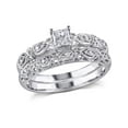 thumbnail image 1 of Princess Cut Diamond Engagement Ring & Wedding Band Set 1/3 Carat (Ctw) in 10K White Gold, 1 of 5