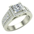 thumbnail image 1 of Princess Cut Diamond Engagement Ring for Women Halo Rings 14K White Gold 1.80 carat (G,I1), 1 of 5