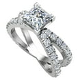 thumbnail image 1 of Princess Cut Diamond Engagement Rings 18K Gold Split Shank Style Cross Shank 1.75 CT TW 18K White Gold (E-F,VVS1), 1 of 8