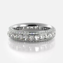 Princess Cut Diamond Ring, Full Eternity Wedding Ring, Three Row Enagement Ring, 2.2 Ct Simulated Diamond, 14K White Gold Plated