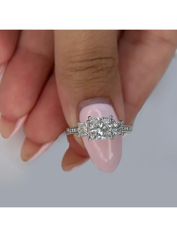 Princess Cut Diamond Ring IGI Certified Lab Grown 2 Carat E F VVS 14k Rose Gold