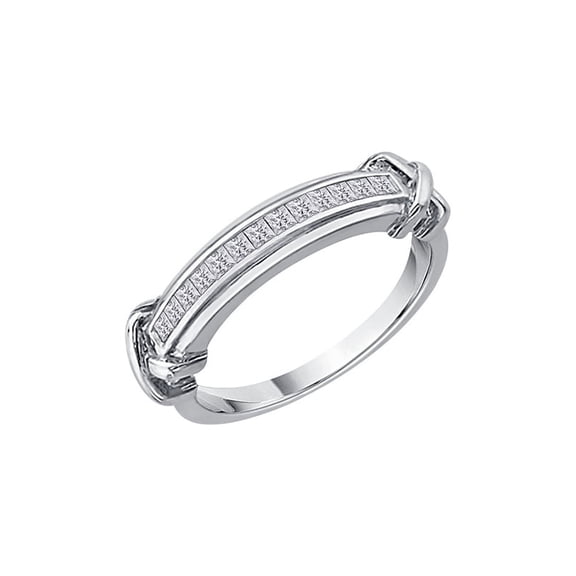 Princess Cut Diamond Wedding Band in Sterling Silver (1 1/5 cttw) (HI-Color, I3-Clarity) (Size-7.5)