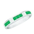 thumbnail image 1 of Rosec Jewels Princess Cut Emerald Band - AAA Quality - May Birthstone Band Ring - Ready to Gift with Jewelry Box, 18K White Gold, US 8.00, 1 of 8