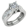 thumbnail image 1 of Princess Cut Engagement Ring Adjustable Wedding Band 0.90 CTW 14K White Gold (G,SI), 1 of 5