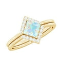 thumbnail image 1 of Princess Cut Ethiopian Opal Ring Set with Moissanite for Women - AAA Quality, 10K Yellow Gold, US 6.50, 1 of 10