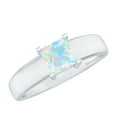 thumbnail image 1 of Rosec Jewels Princess Cut Ethiopian Opal Solitaire Band for Women (0.75 CT, AAA Quality), 10K White Gold, US 9.50, 1 of 10