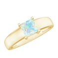 thumbnail image 1 of Rosec Jewels Princess Cut Ethiopian Opal Solitaire Band for Women (0.7 CT, AAA Quality), 14K Yellow Gold, US 9.50, 1 of 10
