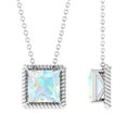 thumbnail image 1 of Princess Cut Ethiopian Opal Solitaire Pendant for Women - 7 mm - AAA Grade, 925 Sterling Silver, 1 of 8