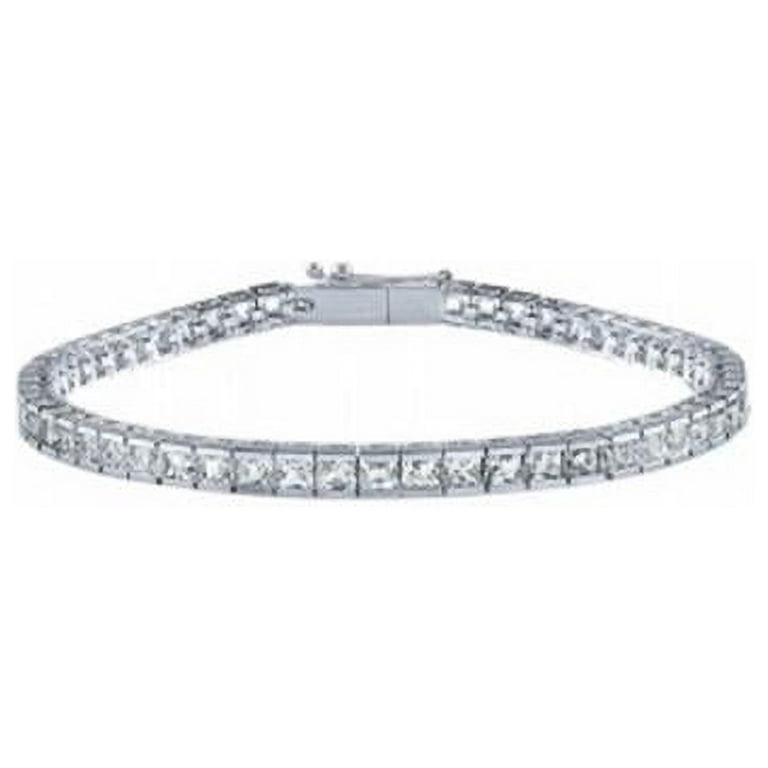 Princess Cut Half Channel Set Diamond Tennis Bracelet in Platinum