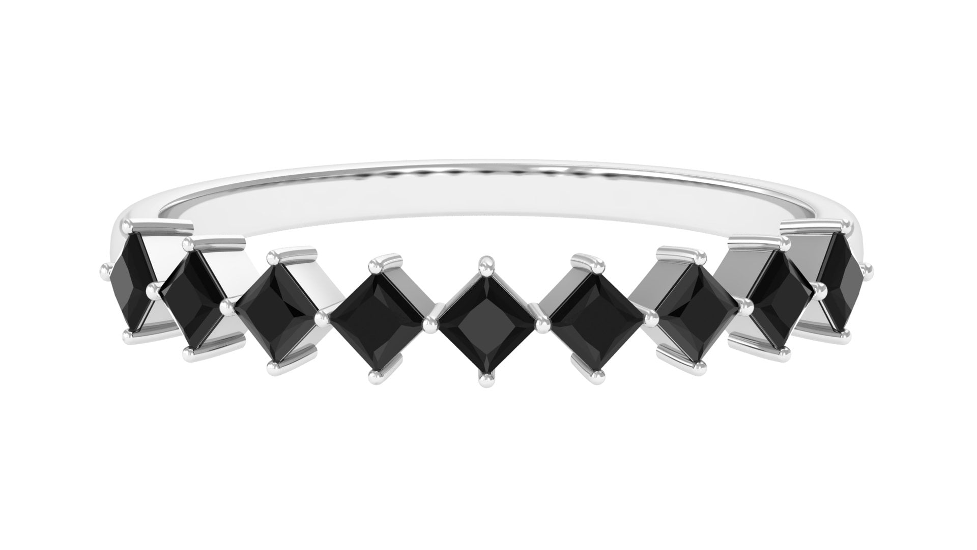 Princess Cut Lab Grown Black Diamond Half Eternity Ring for Women