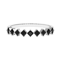 Rosec Jewels Princess Cut Lab Grown Black Diamond Half Eternity Ring for Women - AAAA Grade, 925 Sterling Silver, US 4.00