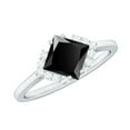 thumbnail image 1 of Princess Cut Lab Grown Black Diamond Ring with Diamond for Women (6 MM), 10K White Gold, US 5.50, 1 of 7
