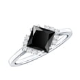 thumbnail image 1 of Rosec Jewels Princess Cut Lab Grown Black Diamond Engagement Ring for Women - 1 Carat - AAAA Grade - Black and White Diamond Ring, 925 Sterling Silver, US 4.00, 1 of 7