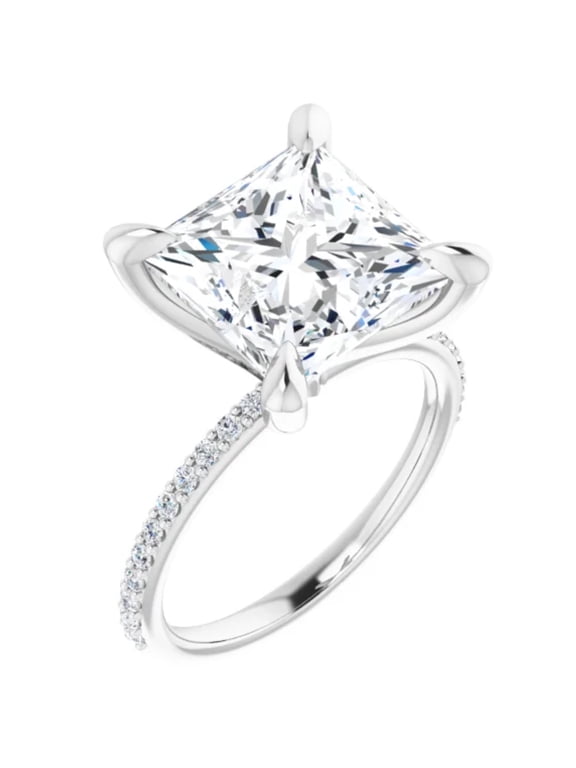 Princess Cut Lab Grown Diamond Engagement Ring Solitaire 3.25 Carats