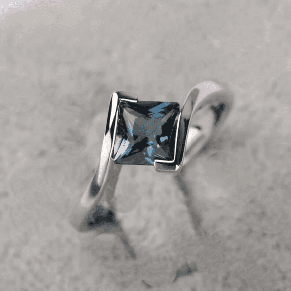 Princess Cut London Blue Topaz Solitaire Ring in 925 Sterling Silver - Proposal Promise Ring - December Birthstone