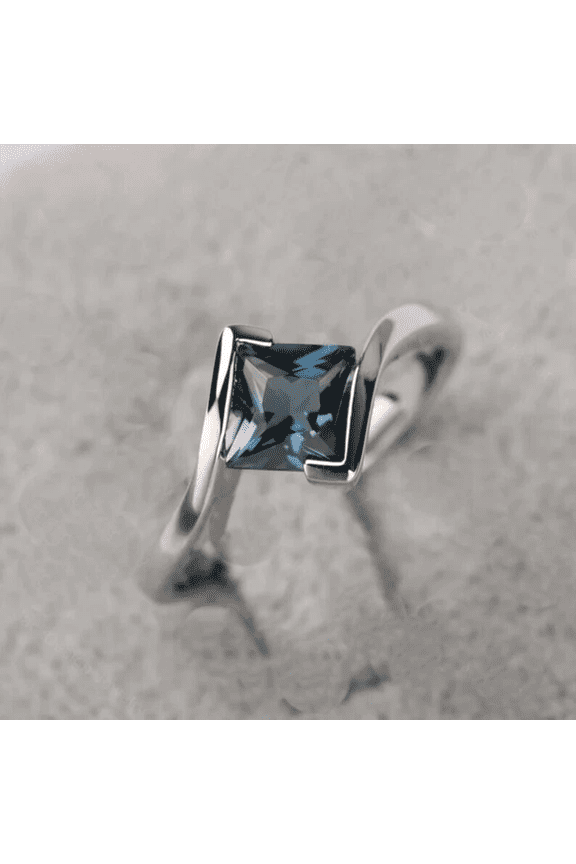 Princess Cut London Blue Topaz Solitaire Ring in 925 Sterling Silver - Proposal Promise Ring - December Birthstone