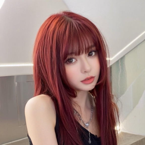 Princess Cut Medium Long Hair Wig with Air Bangs - Effortless Chic for Every Occasion