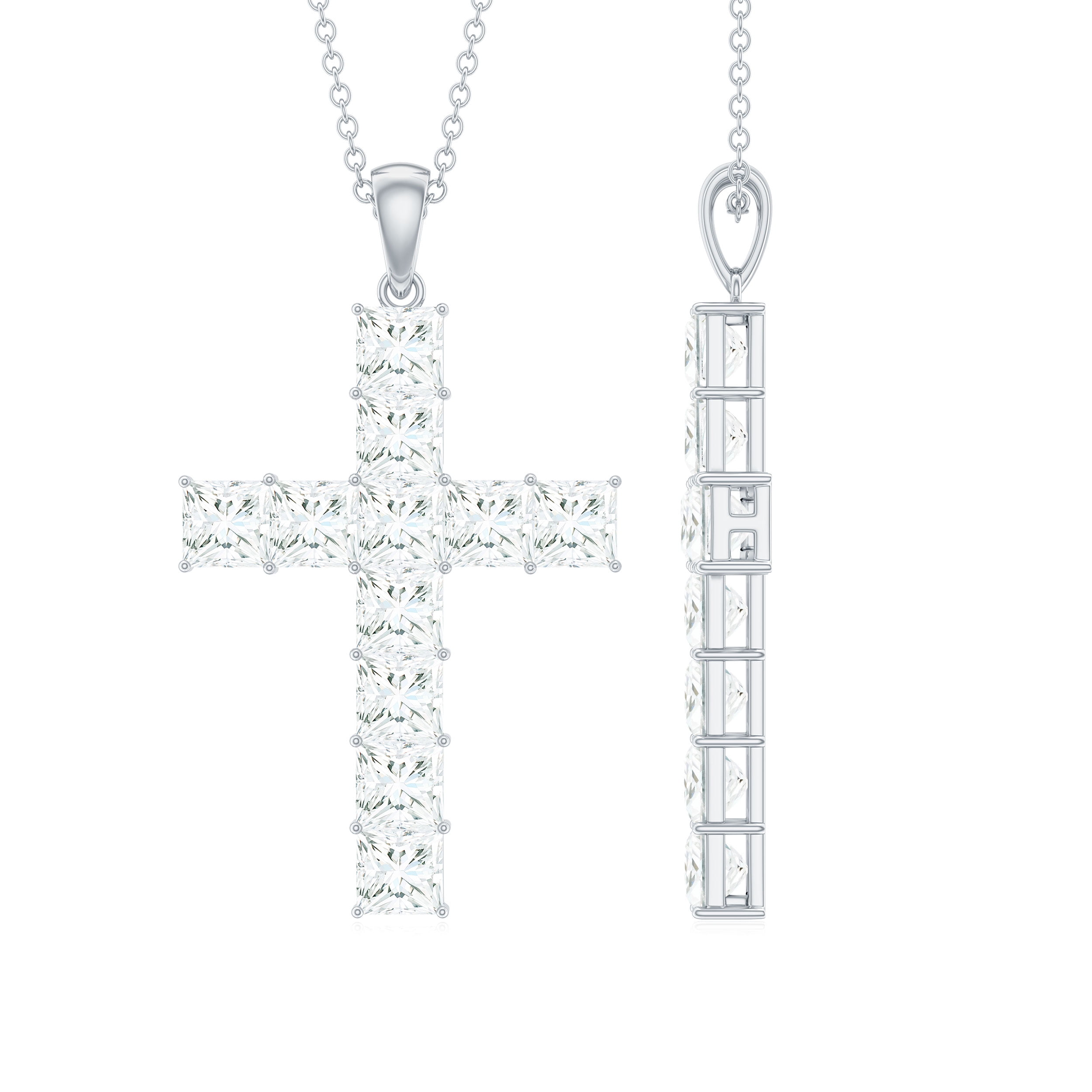 Adored 925 Sterling Silver Cross Moissanite Necklace main image 1
