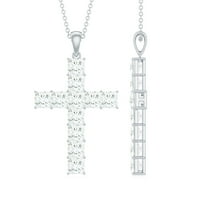 Rosec Jewels Certified Moissanite Cross Pendant Necklace for Women - Religious Necklace - D-VS1 Grade - Gift for Christmas, 925 Sterling Silver