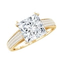 thumbnail image 1 of Rosec Jewels Princess Cut Moissanite Engagement Ring - 8 mm - 3 Carat - D-VS1 Quality, 14K Yellow Gold, US 5.00, 1 of 7