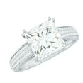 thumbnail image 1 of Rosec Jewels Princess Cut Moissanite Engagement Ring - 8 mm - 3 Carat - D-VS1 Quality, 925 Sterling Silver, US 4.00, 1 of 7
